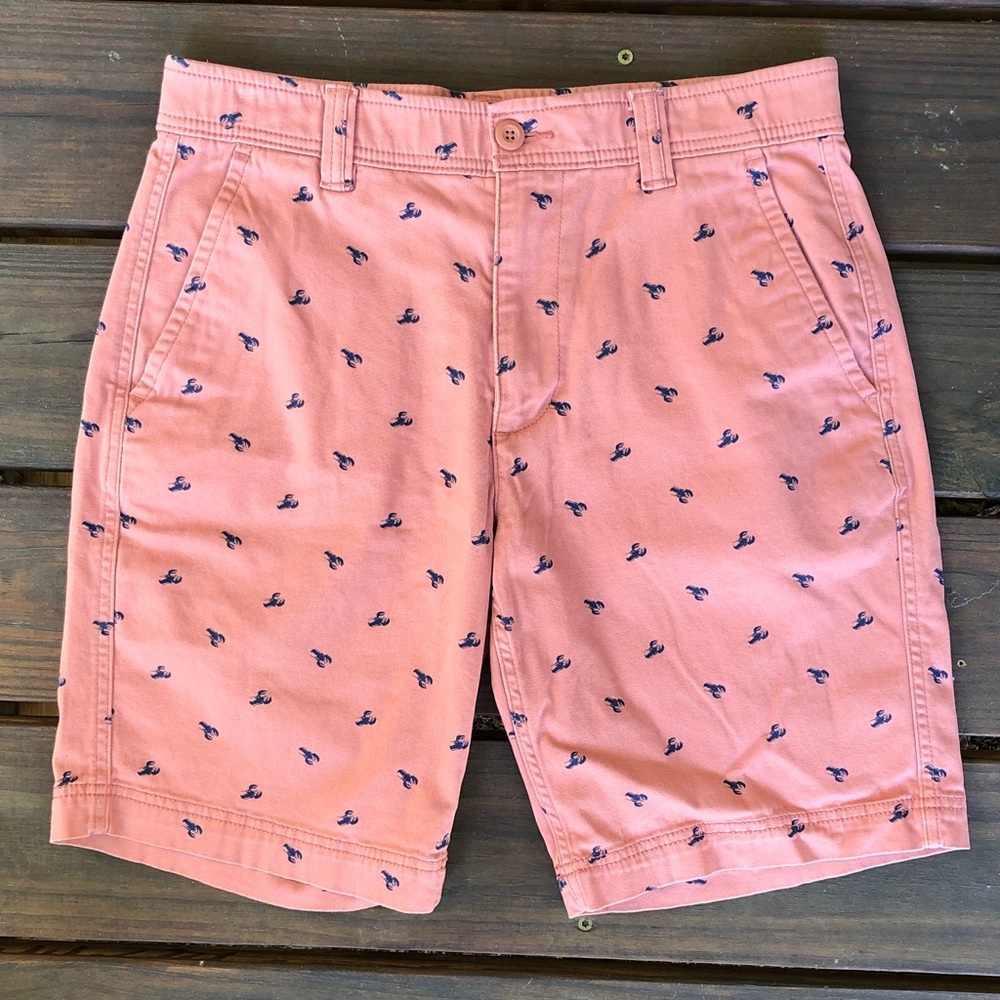 32 Waist Men's Cotton Salmon Lobster Print Pattern Shorts Comfort Stretch